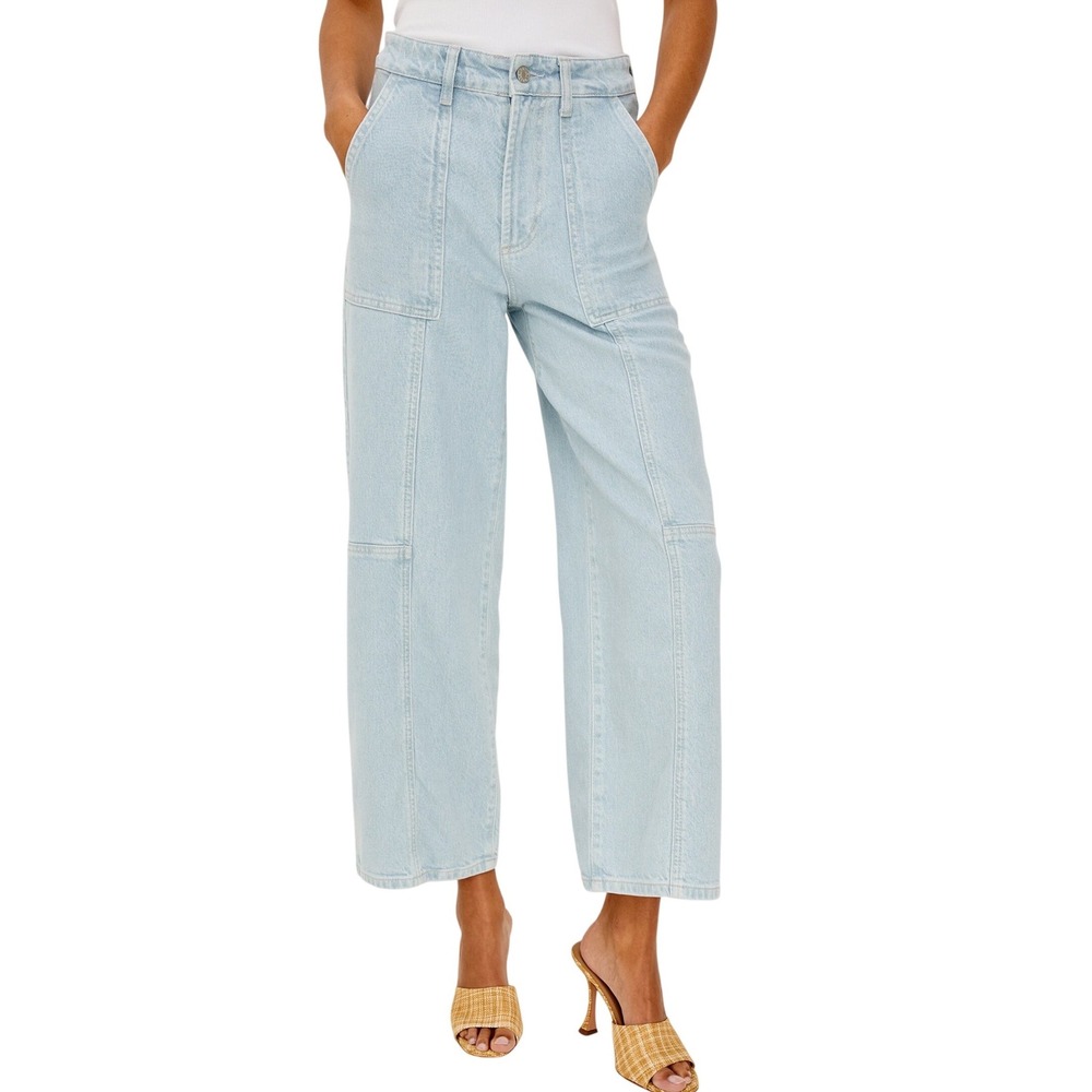 Rails Women's Getty Crop High Rise Wide Leg Jeans Light Wash Blue Size 27 Denim